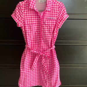 Vineyard Vines hot pink check collared dress